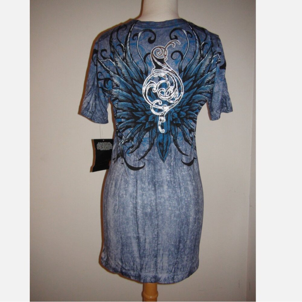 Sinful by Affliction Blue Short Sleeve Tee Shirt